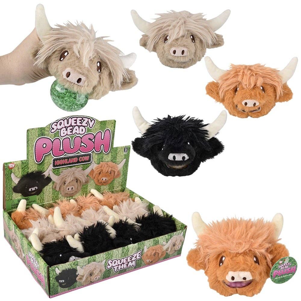 Highland Cow Shaggy Squeezy Bead Plush Ball 3 Super Soft、mySite、g9winljtr