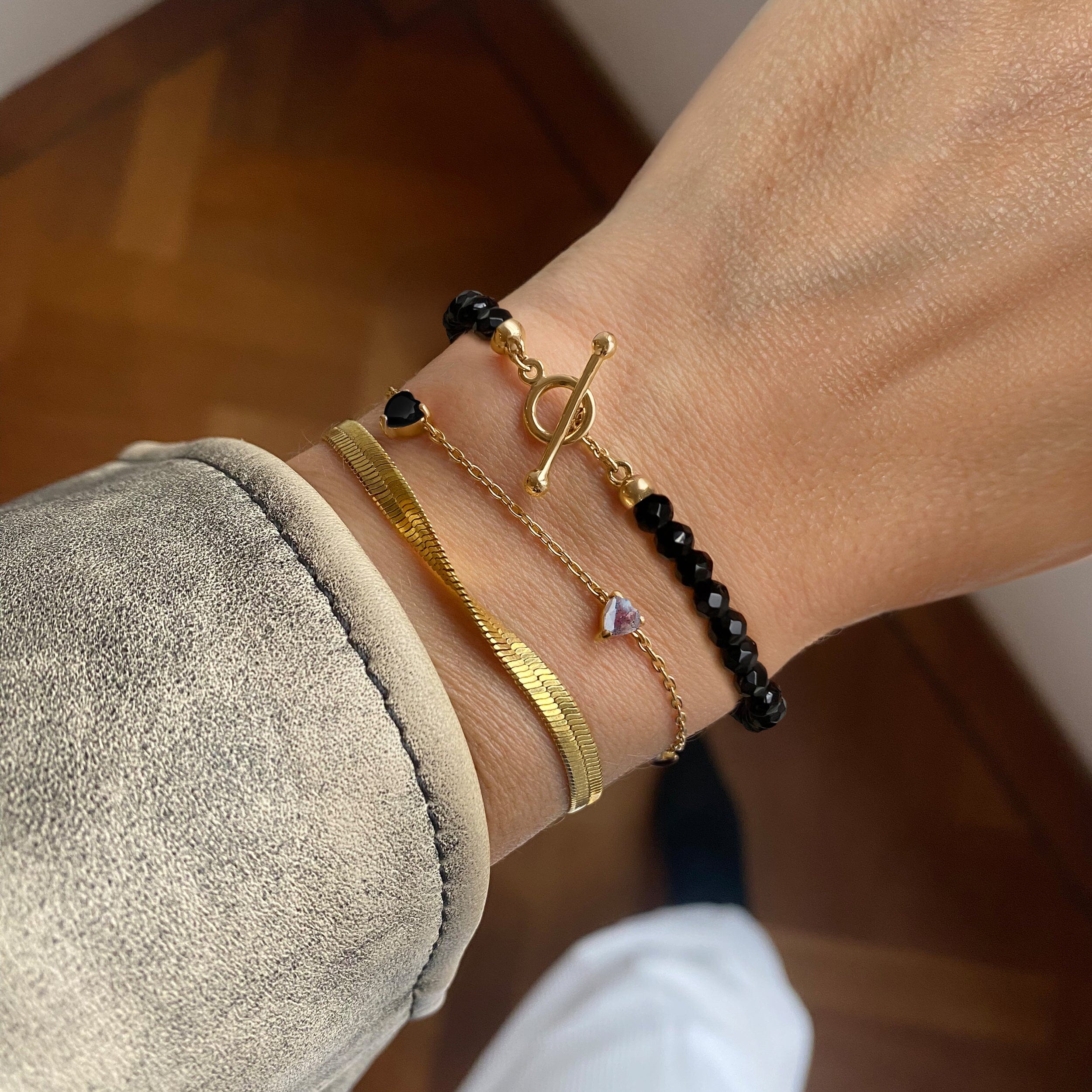 Black Obsidian Labradorite Bracelet - Crush On You、mySite、hinf8tx79