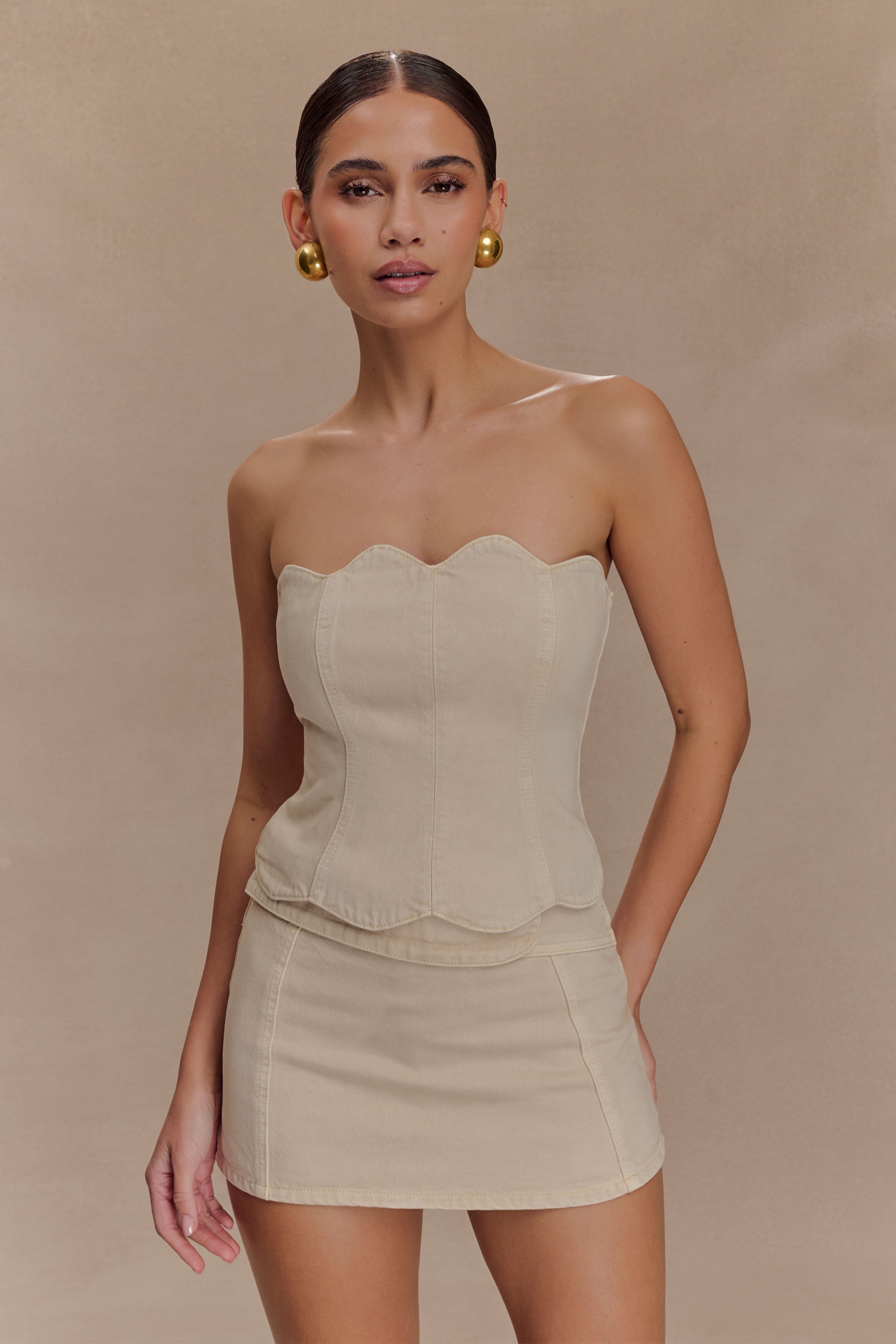 Fallon Denim Micro Mini Skort - Stone Wash、mySite、solidvoid