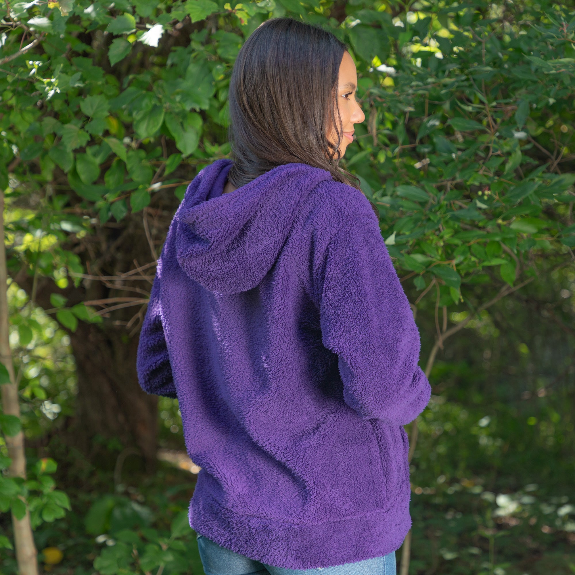 Purple Paws Plush Sherpa Fleece Quarter Zip Hoodie、mySite、camillekostekn