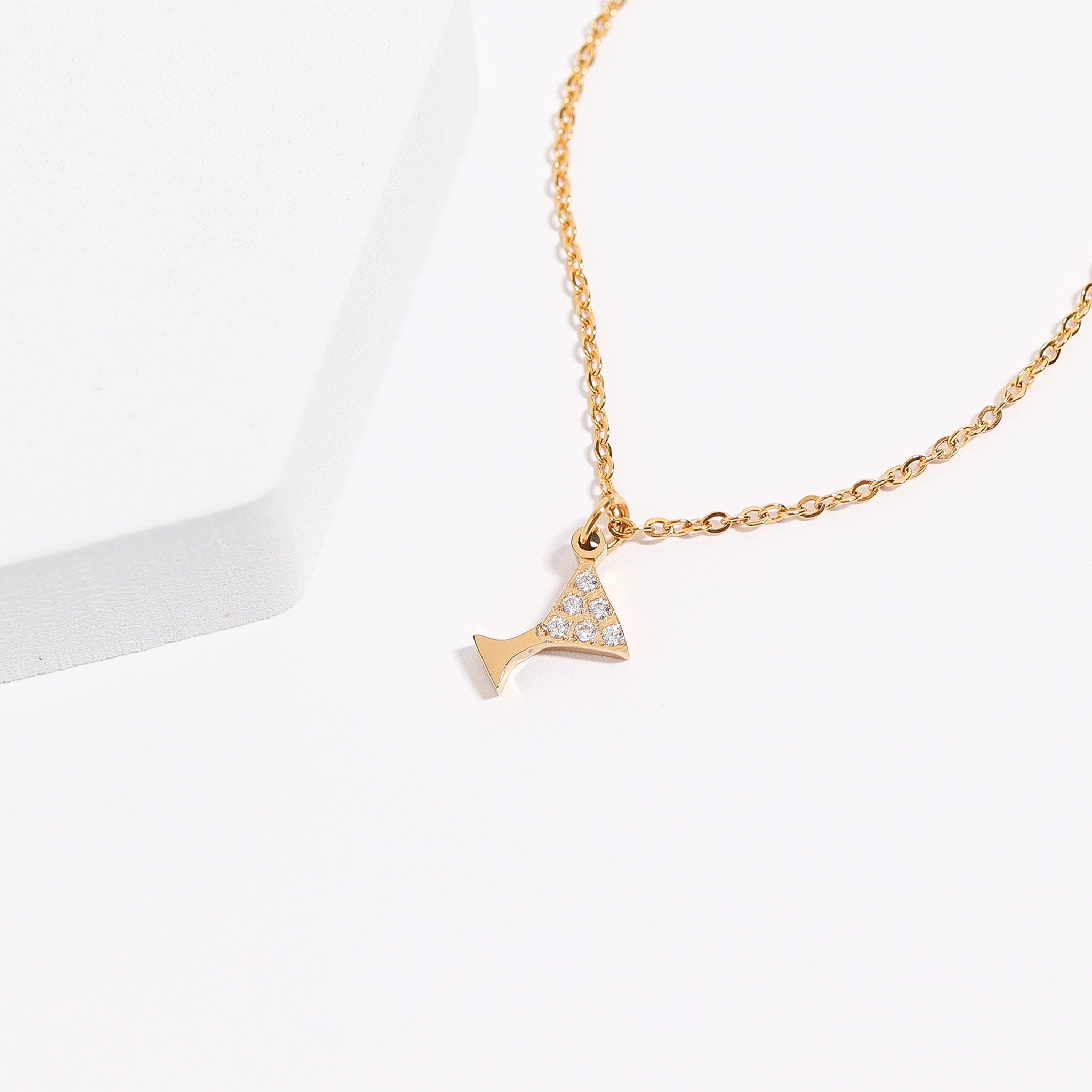 18K Gold PVD Stainless Steel CZ Martini Glass Charm / PDL0145、mySite、dreamappss