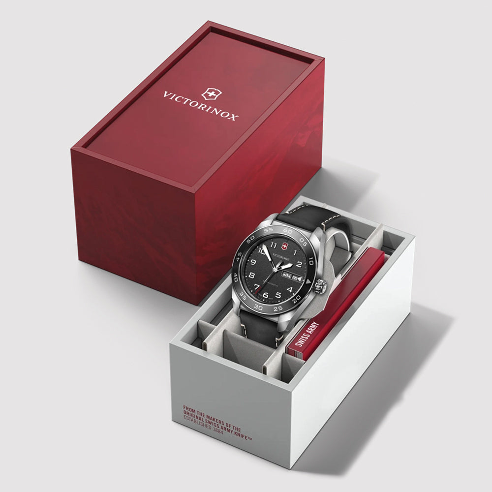  Swiss Army Quartz 42mm - Black on Black Leather Strap