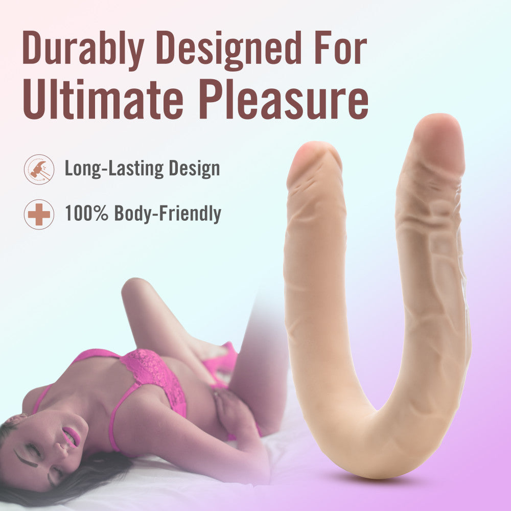 Dr. Skin Plus | 16.5 Inch Double Dong – Extra Long Double-Ended Dildo With A Realistic Posable Shaft - Beige、mySite、bottomscart