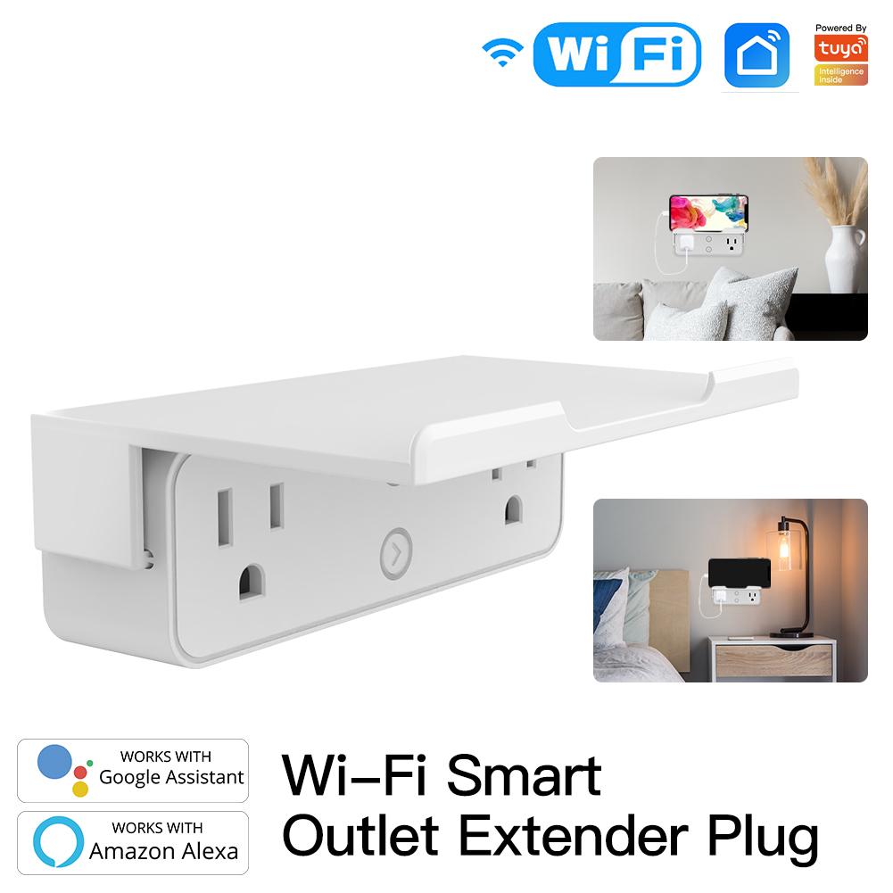 Wi-Fi Smart Outlet Extender Multi Plug Socket Outlet Shelf with Nightlight Relay Status and Light Mode Adjustable US、mySite、fannypackpong