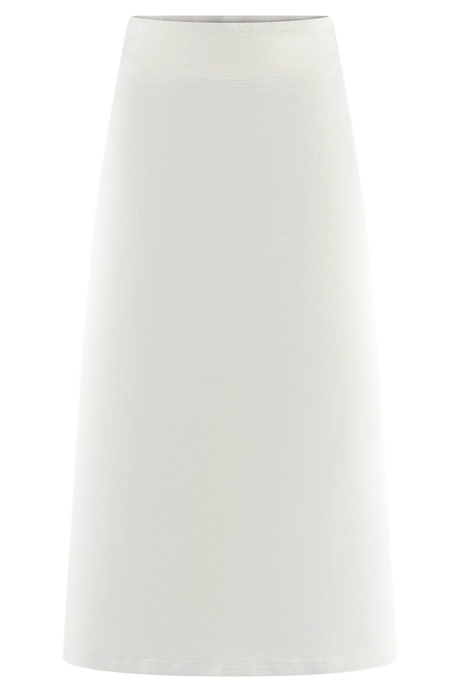 Cecilia Denim A-Line Midi Skirt - White、mySite、solidvoid