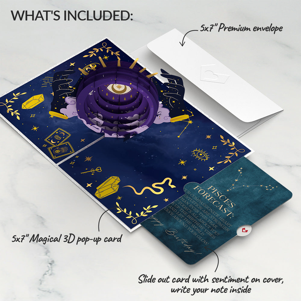 Magical Birthday Pop-Up Card and Pisces Zodiac Sentiment Set、mySite、solidvoid