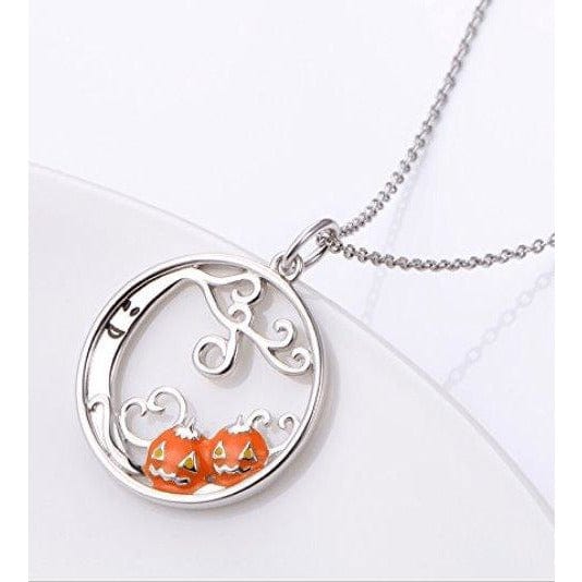 Haunted Tree and Pumpkins Pendant Necklace & Earrings in 925 Silver, Spooky Good Fun!、mySite、g9winljtr