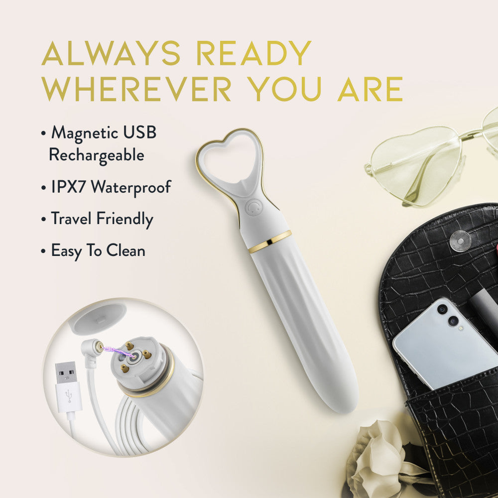 Delice™ By Blush® | Heartthrob Silicone Bullet Vibrator With Heart-Shaped Handle – White Bouquet、mySite、bottomscart