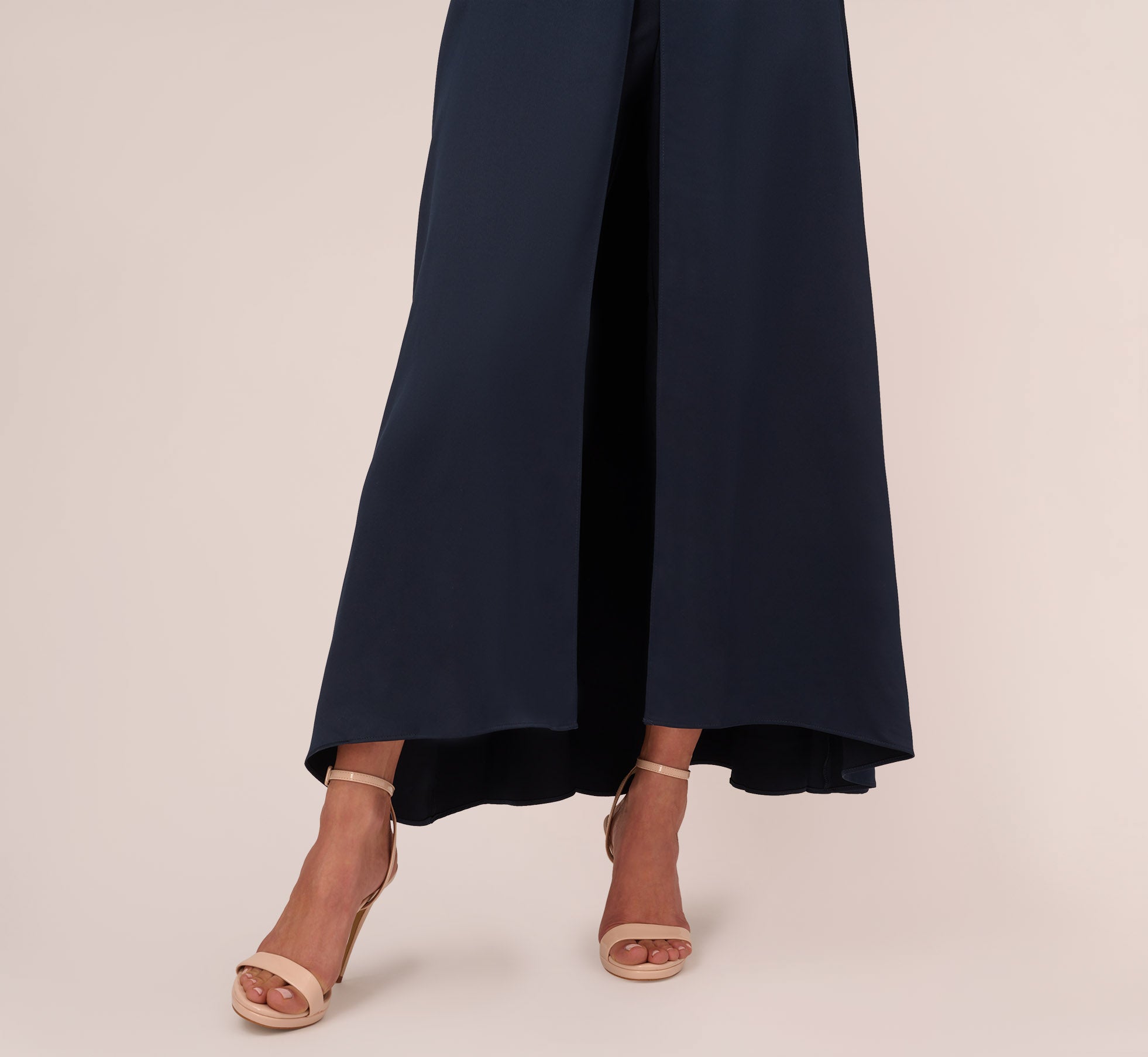 Satin Crepe Ruffled Cropped Jumpsuit In Dark Navy、mySite、solidvoid