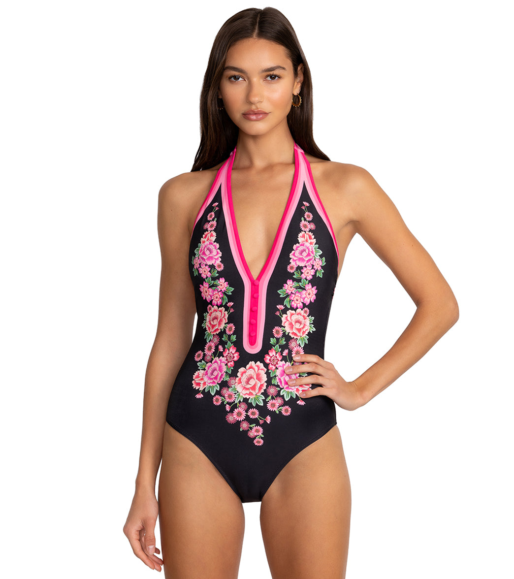 Johnny Was Women's Blum Halter One Piece Swimsuit、mySite、noshort