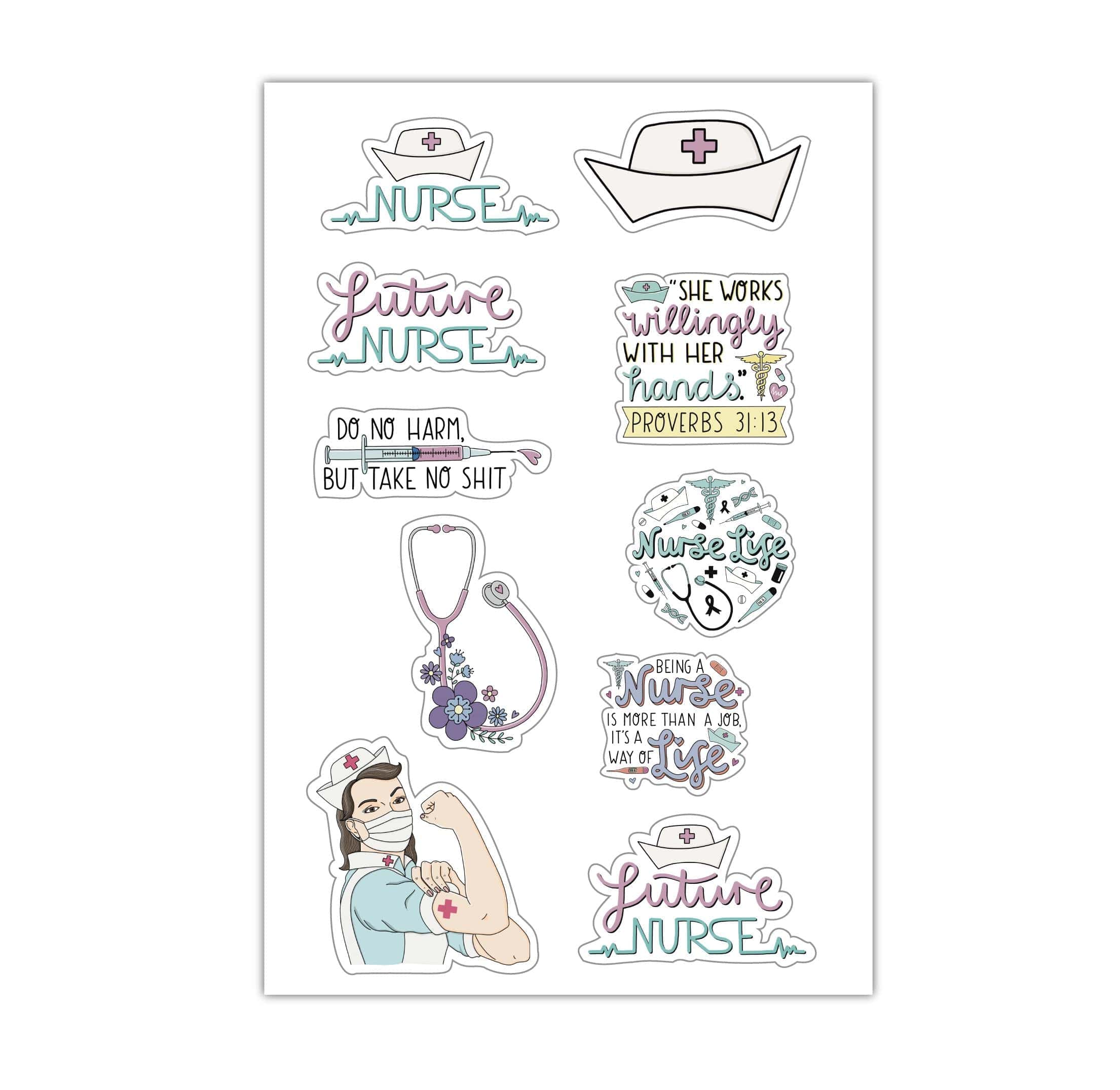  Sheet of Mini Stickers - Nurse - 10 Designs、mySite、elrpsem3k