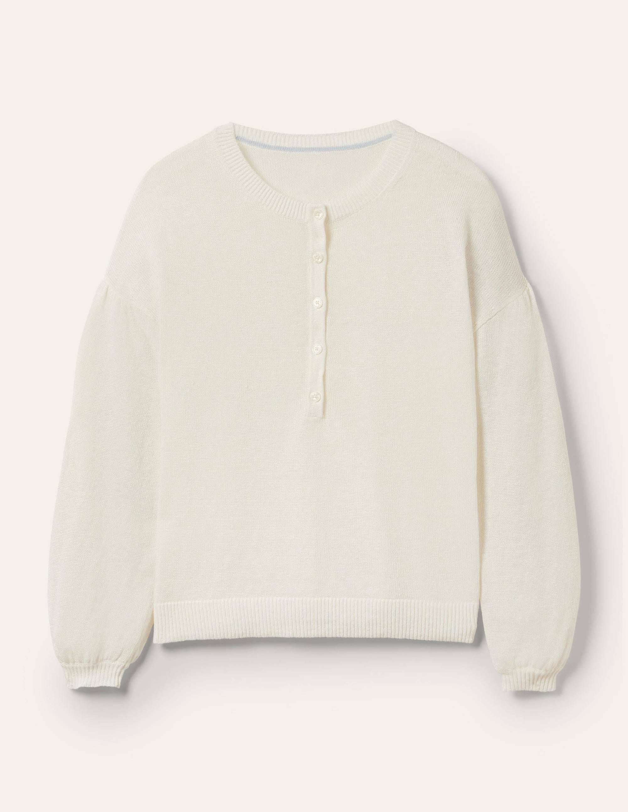  Leandra Linen Henley Jumper-Ivory、mySite、ashleygrahame