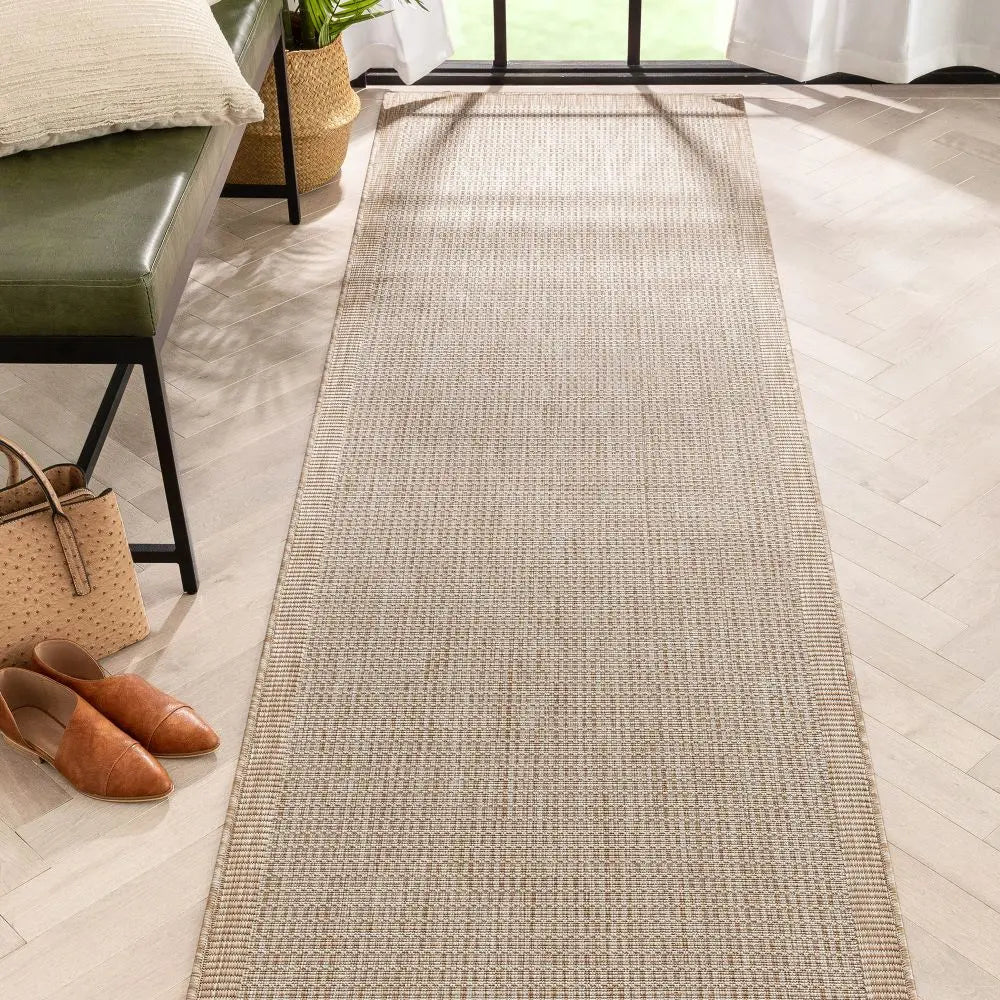 Odin Solid & Striped Border Indoor Outdoor Ivory Flatweave Rug、mySite、gigharbornorthrealestate