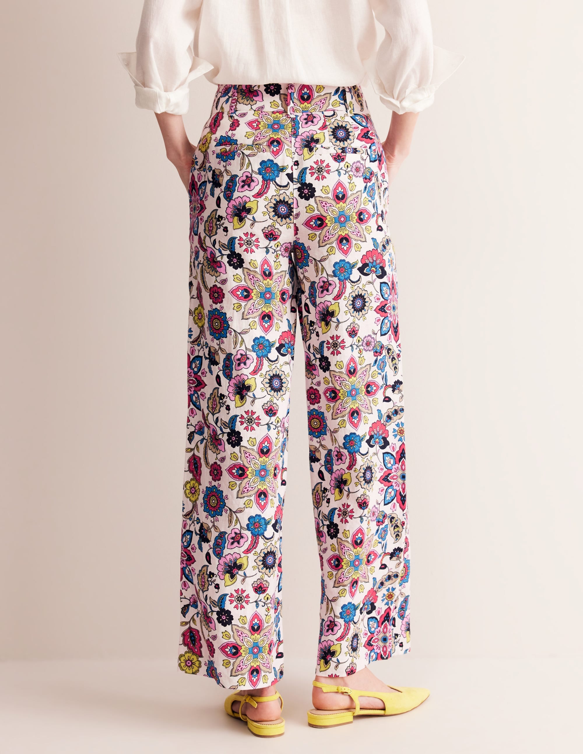  Westbourne Linen Trousers-Ivory, Botanical Sprig、mySite、ashleygrahame