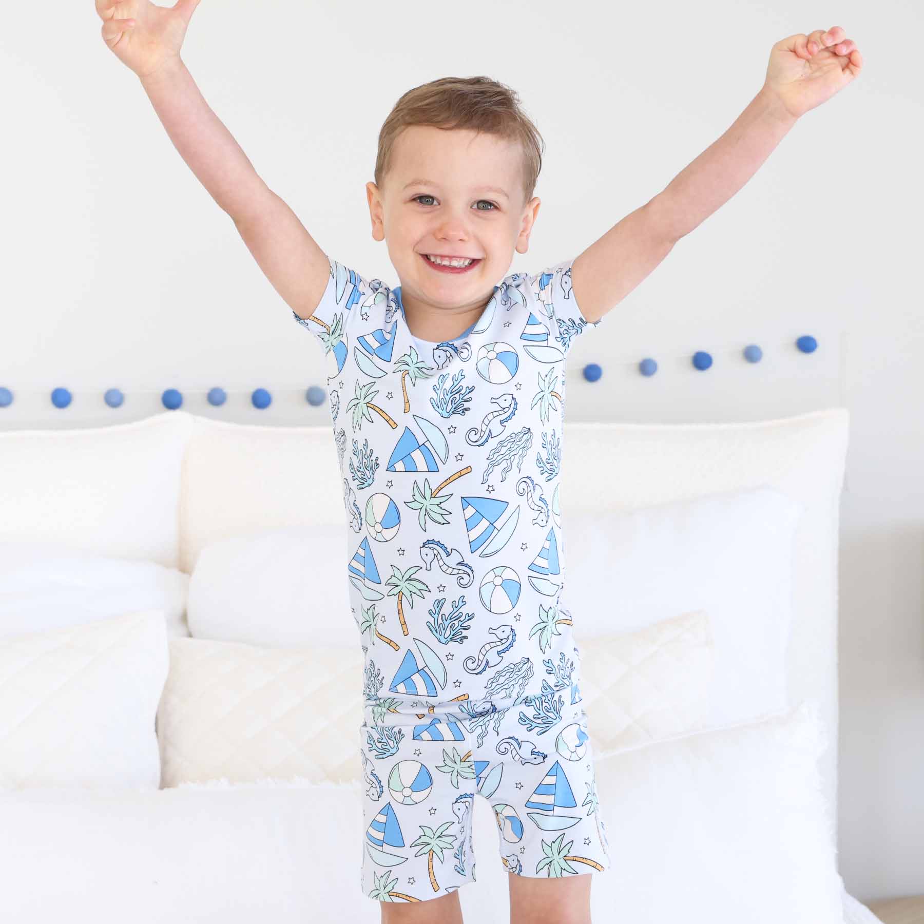  Two Piece Short Pajama Set | Tiny Tides Blue、mySite、layawaytickets