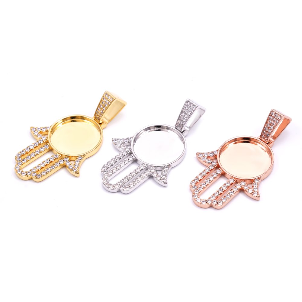 Moissanite Hamsa Hand Photo Pendant 14K Gold、mySite、hinf8tx79