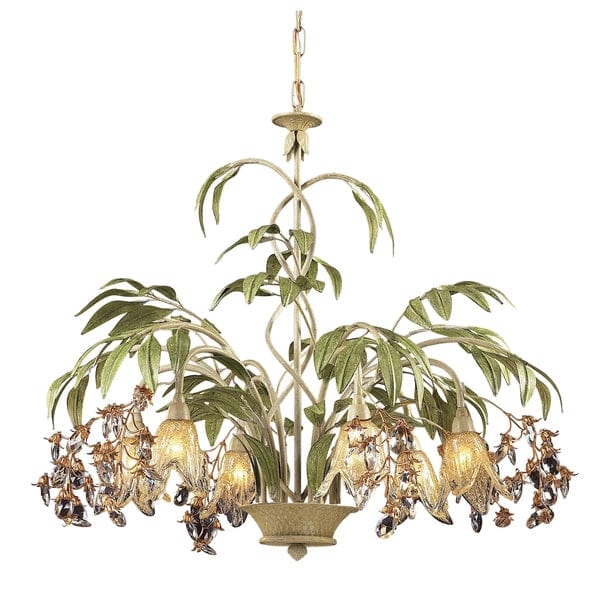 Huarco 6-Lght Chandelier W/Floral-Shaped Glass、mySite、g9winljtr