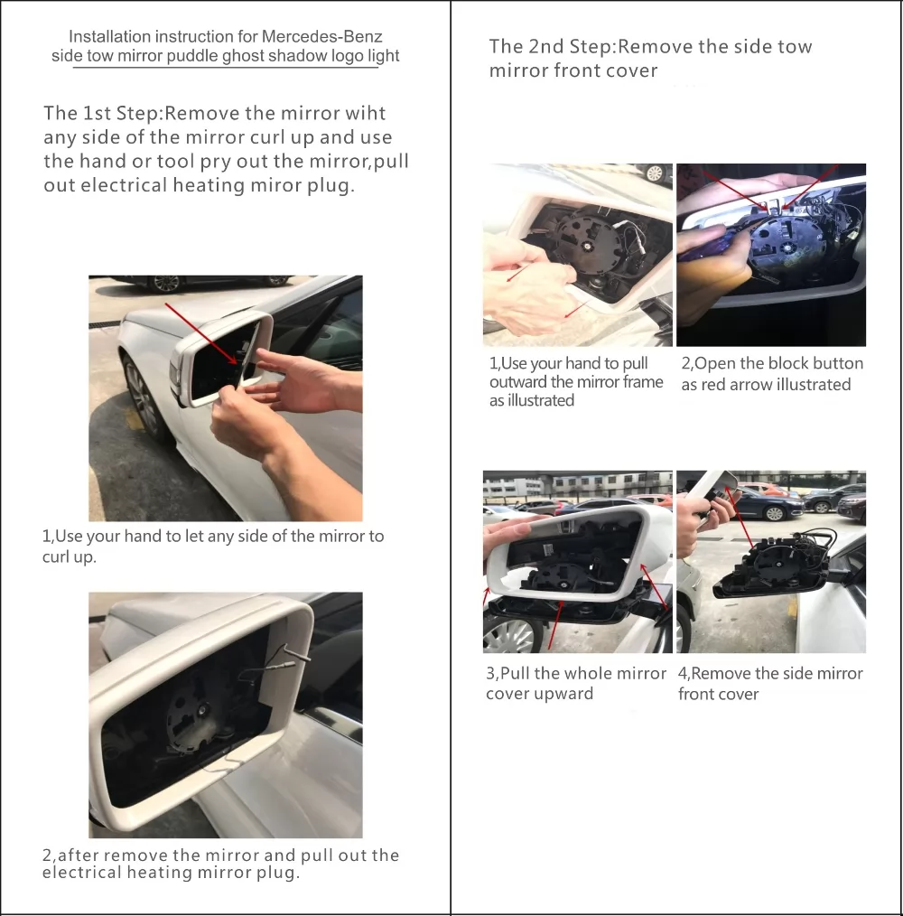 2x Mercedes-Benz Triangle MIRROR LIGHT (PLUG&PLAY) 4 logos、mySite、nflplayoffbracketp