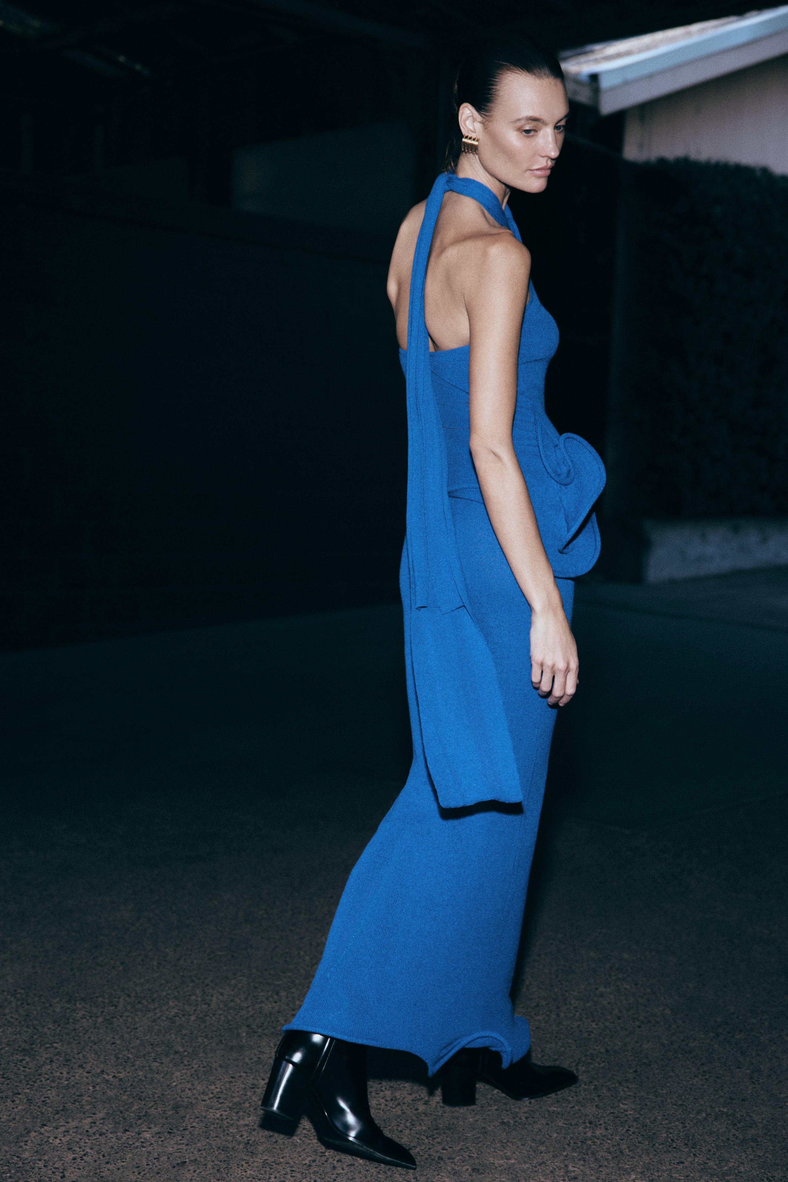 Caprice Halter Knit Maxi Dress - Cobalt、mySite、solidvoid