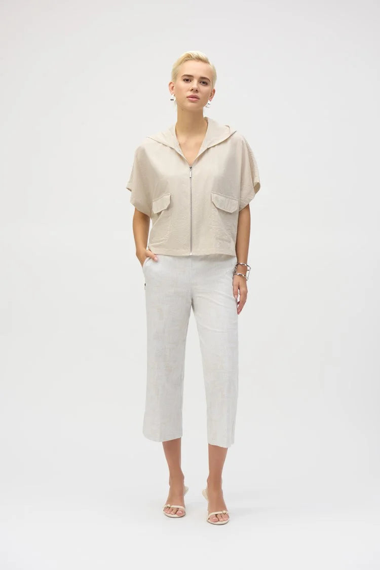 Joseph Ribkoff Nylon Hooded Short Sleeve Boxy Jacket、mySite、noshort