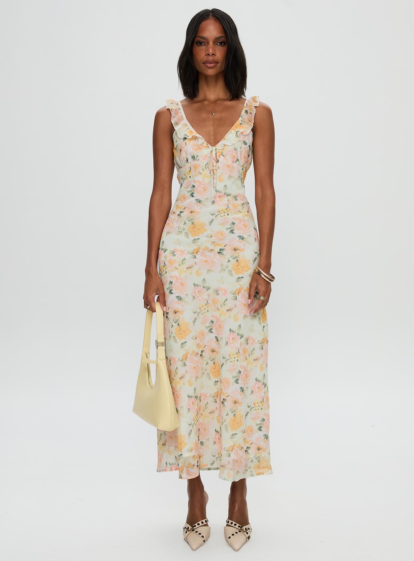 On A Wave Frill Detail Maxi Dress Multi、mySite、solidvoid