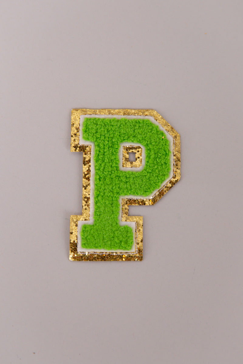 Chenille Adhesive Patch Letters - Green 5.5cm、mySite、hinf8tx79