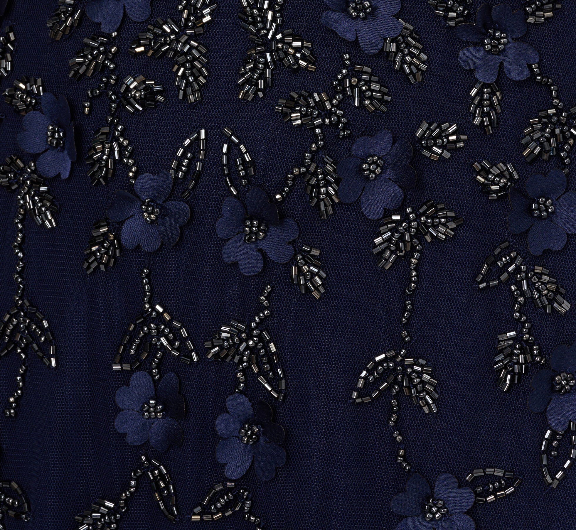 Sleeveless Illusion 3D Petal Beaded Gown In Light Navy、mySite、solidvoid
