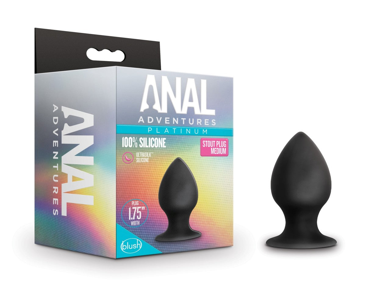 Anal Adventures Platinum By Blush® | Stout Black 3-Inch Anal Plug With Suction Cup Base、mySite、bottomscart