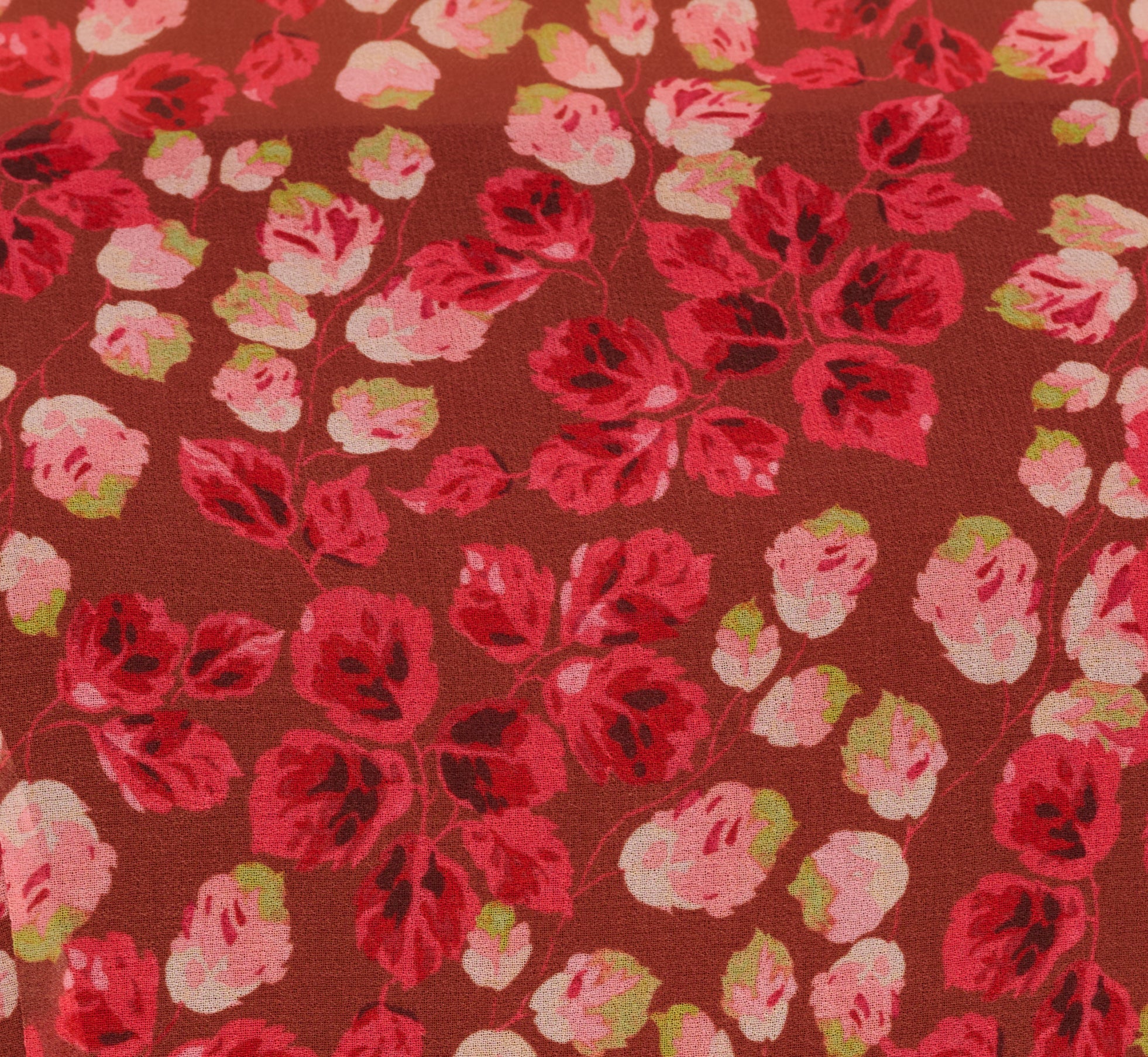 Flutter Sleeve Boat Neck Floral Chiffon Midi Dress In Mocha Multi、mySite、solidvoid