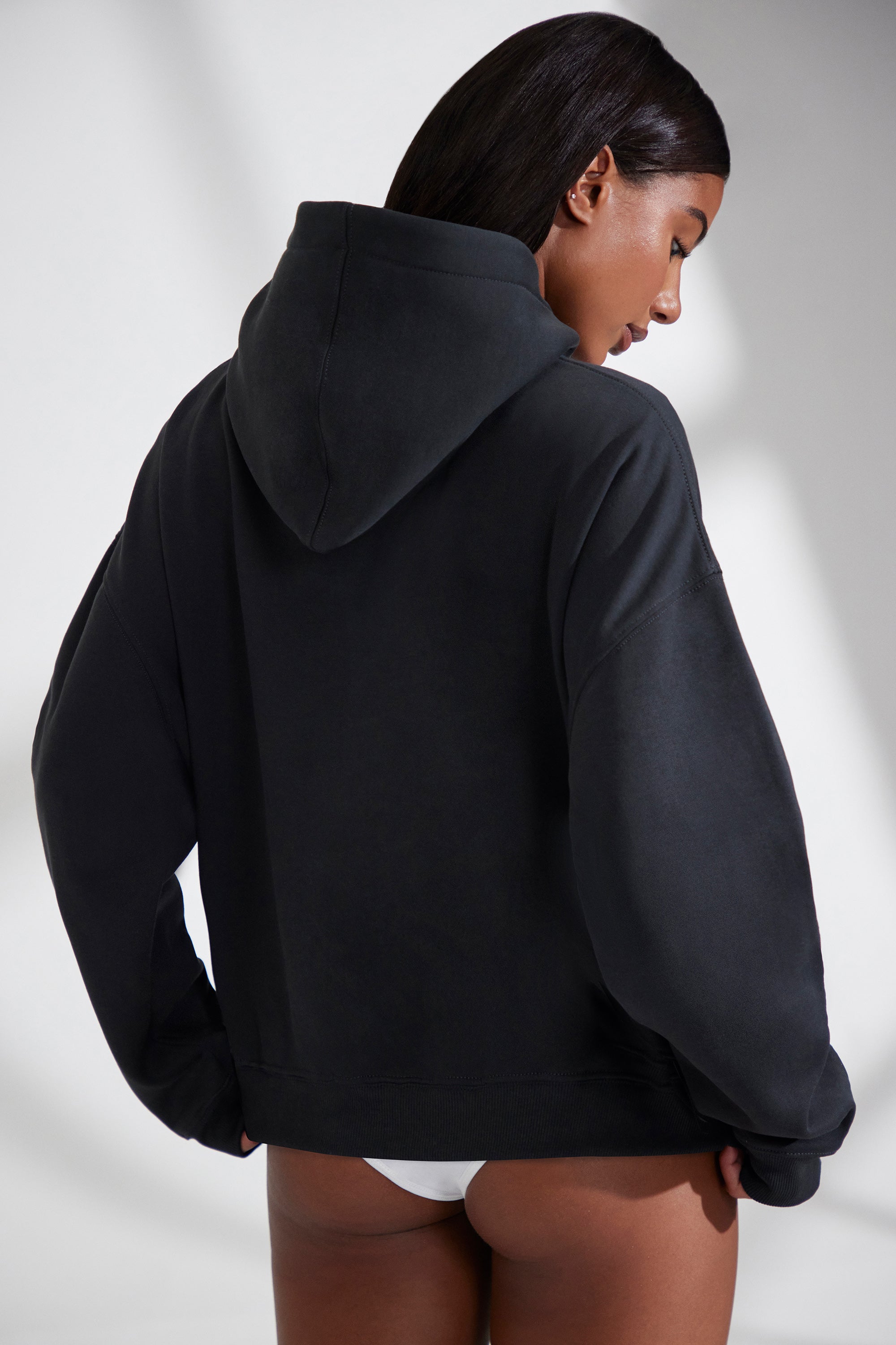 Oversized Hooded Sweatshirt in Black、mySite、solidvoid