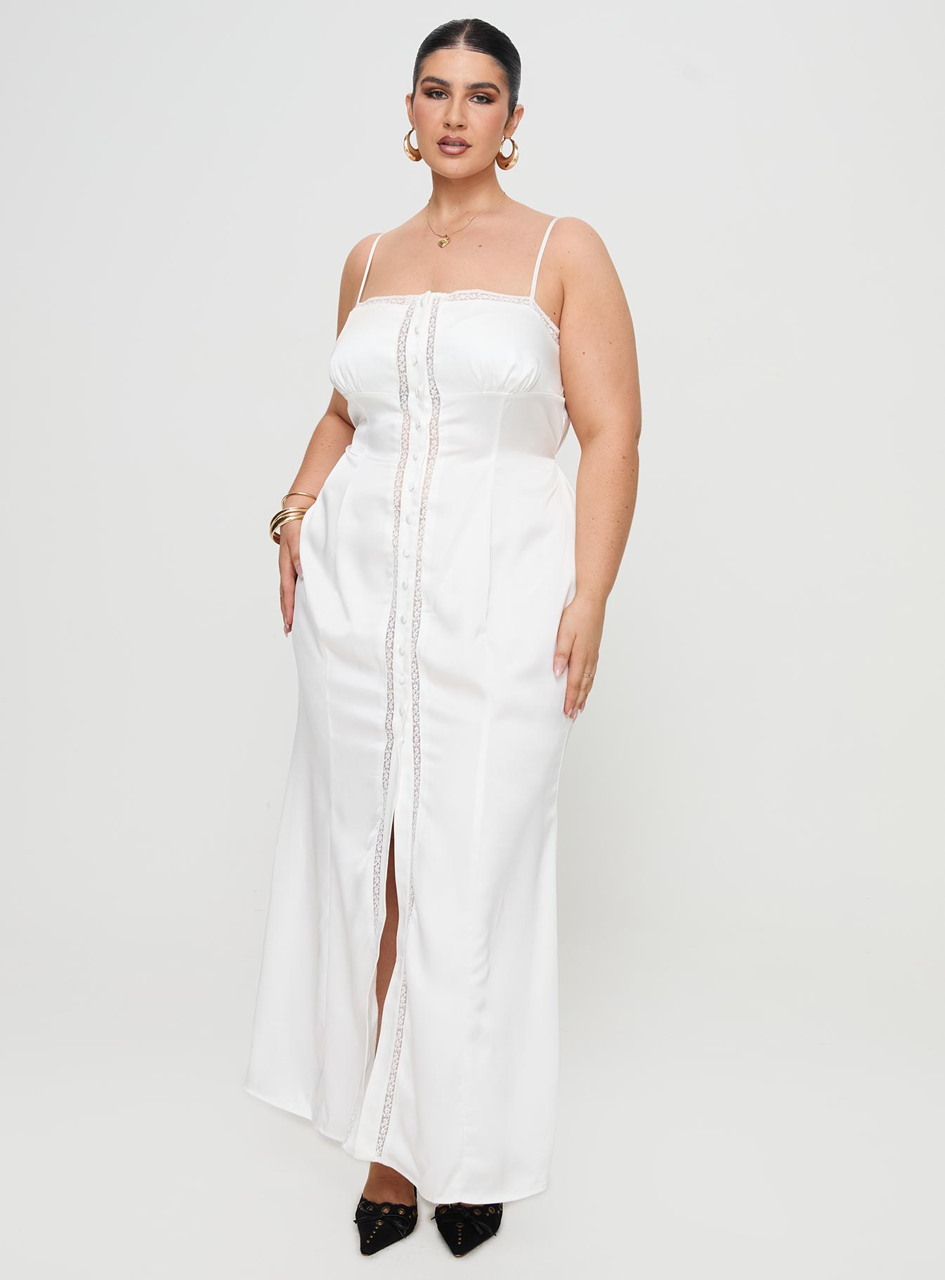 Ematie Maxi Dress White Curve、mySite、solidvoid