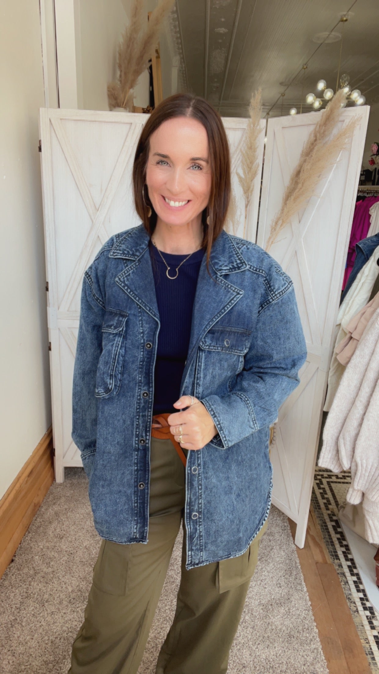 Free People Izzie Cargo Denim Jacket、mySite、garagedoors4me