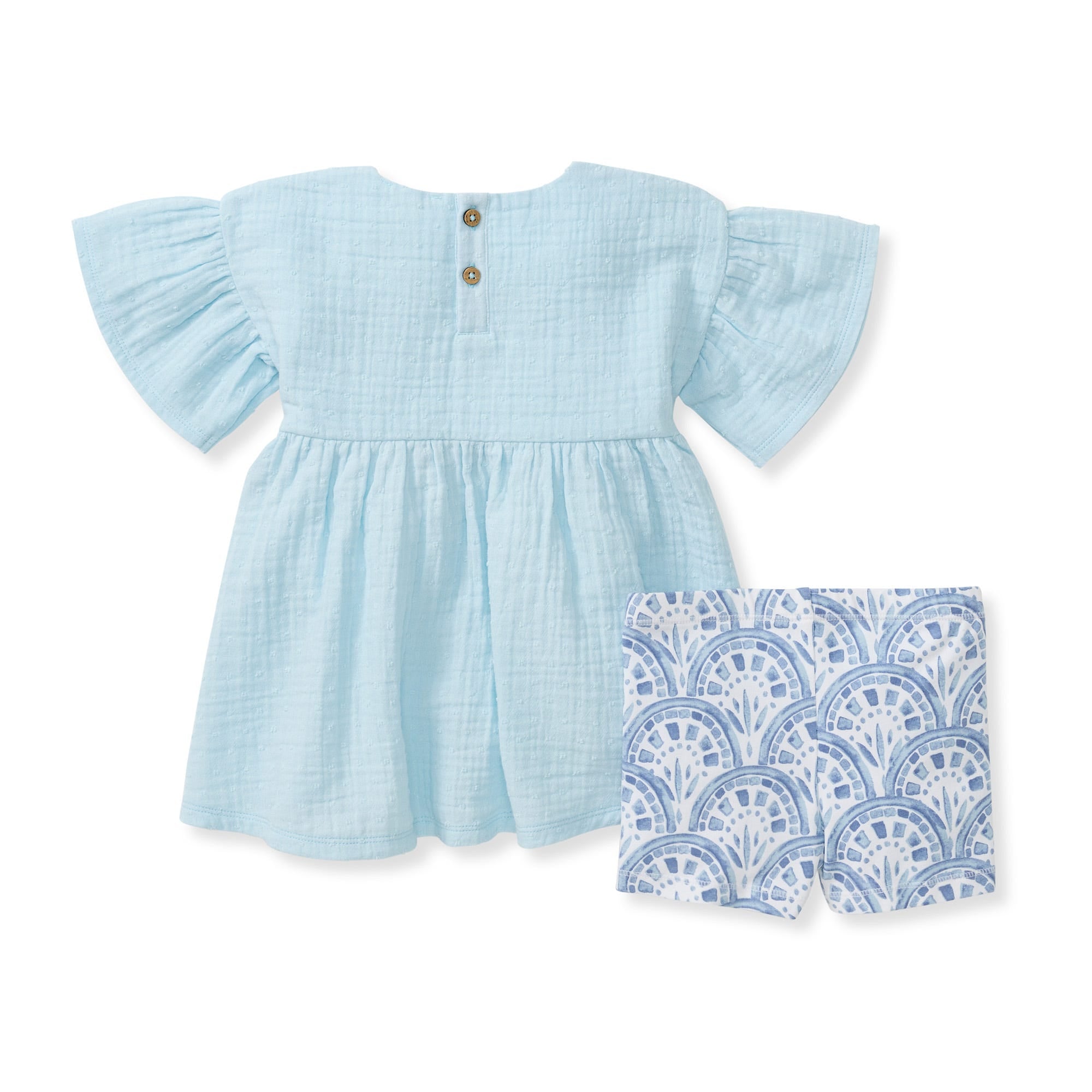 Dotted Muslin Organic Cotton Girl Top & Shorts Set、mySite、g9winljtr