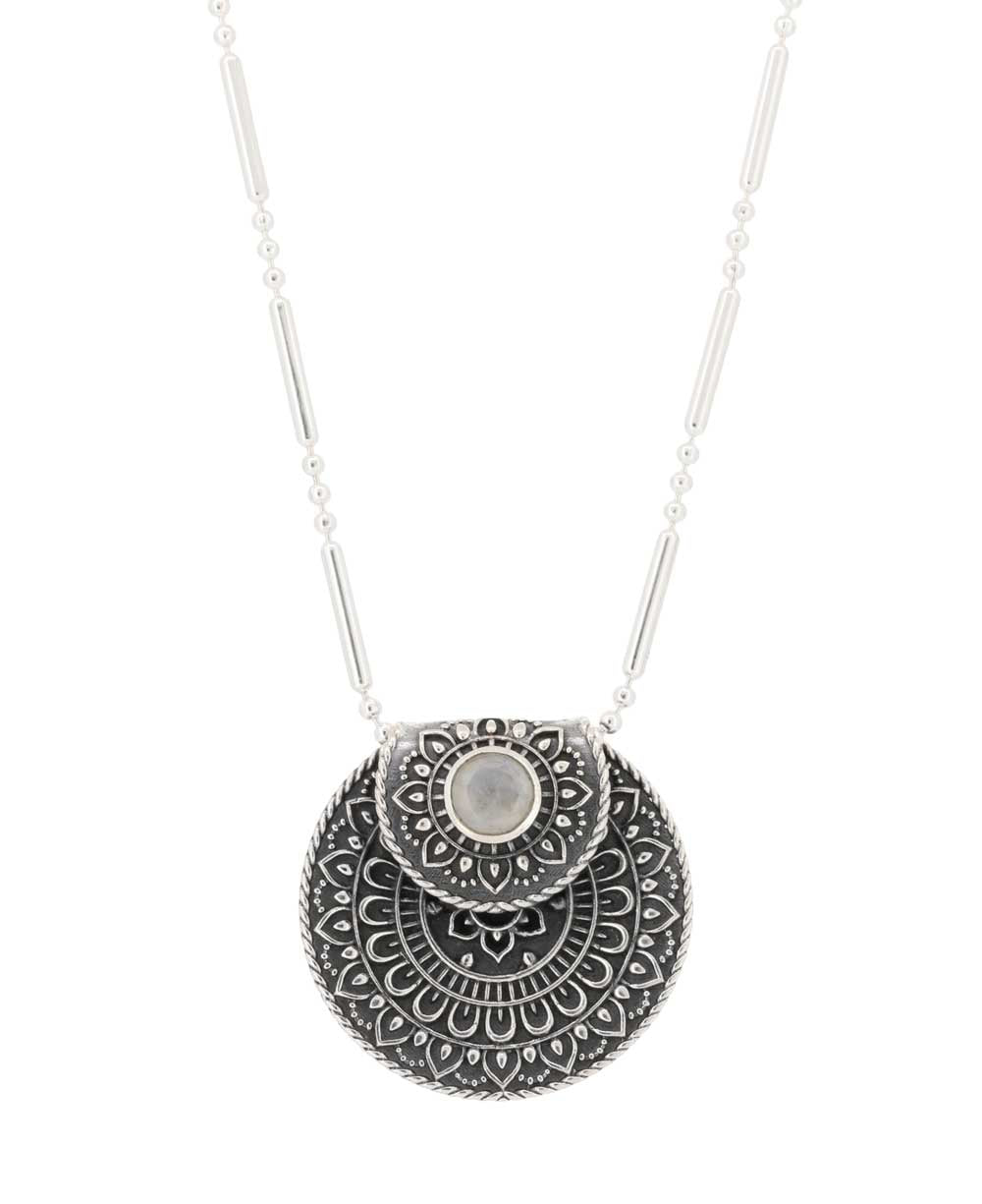 Inspirational Sterling Silver Mandala Necklace with Moonstone、mySite、topwebapps