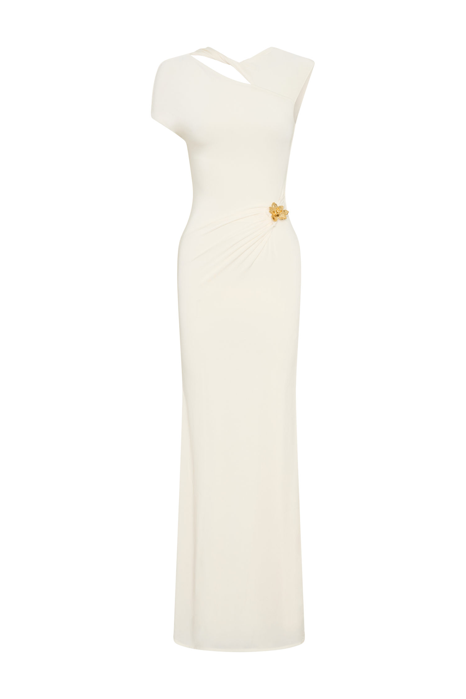 Kaida Slinky Maxi Dress With Hardware - Ivory、mySite、solidvoid