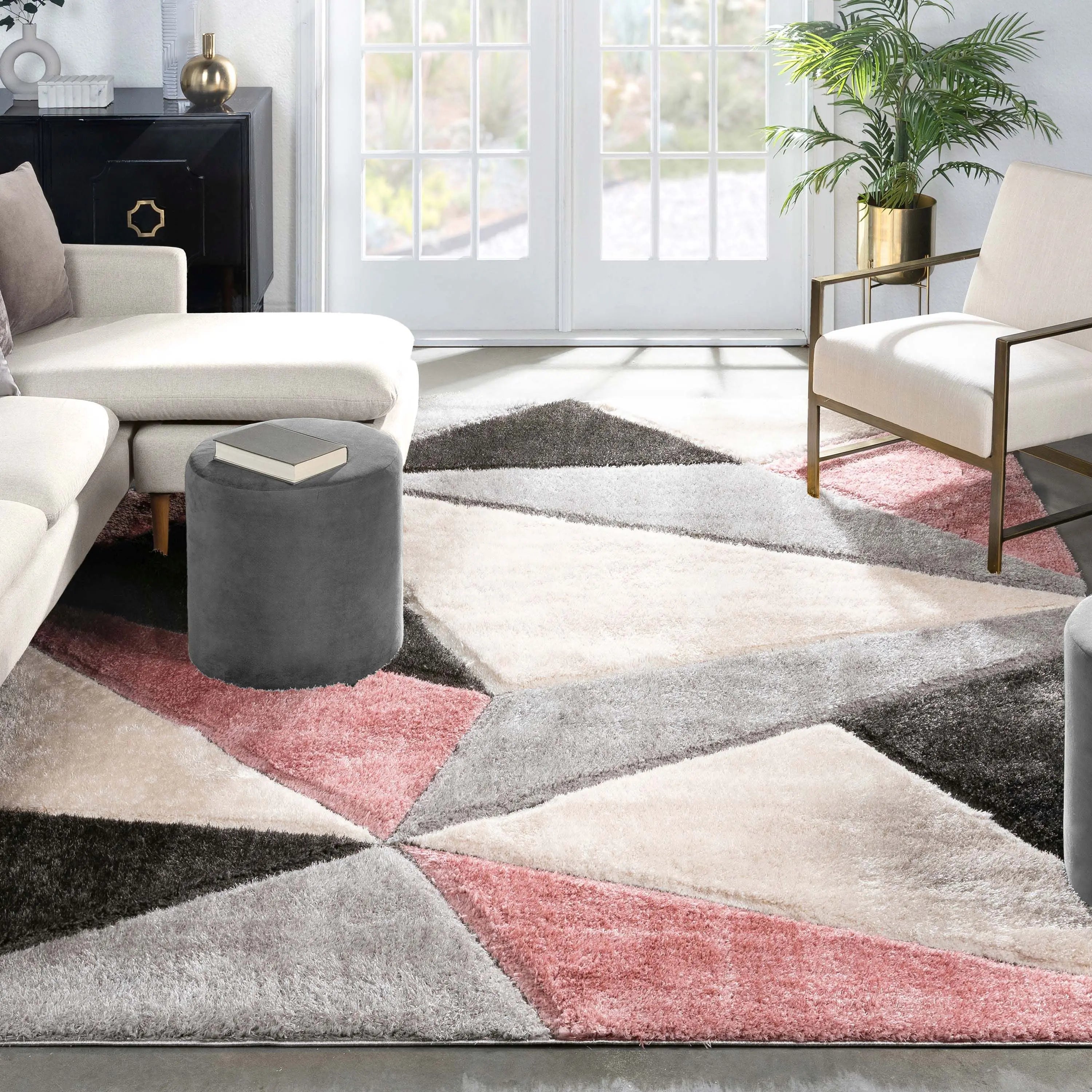 Venice Blush Modern Geometric 3D Textured Shag Rug、mySite、gigharbornorthrealestate