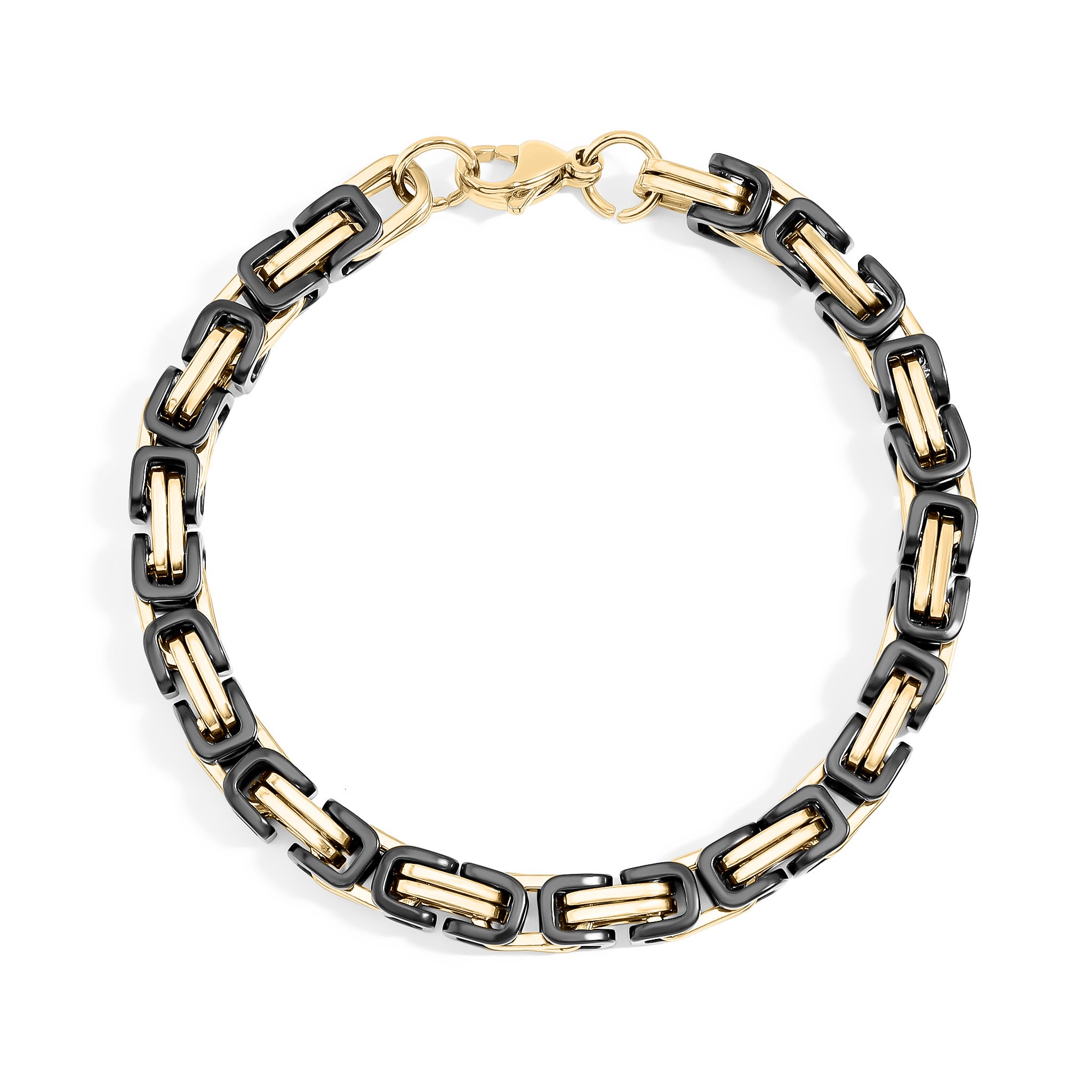 18K Gold PVD & Black Stainless Steel Byzantine Chain Bracelet or Anklet / BRJ9089、mySite、dreamappss
