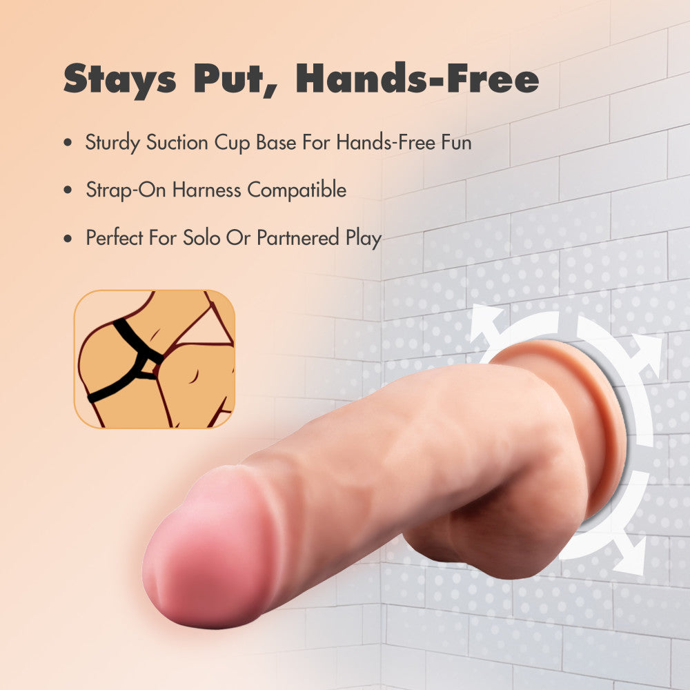 Dr. Skin Plus By Blush® | Realistic Mocha 7-Inch Long Soft Yet Erect & Posable Dildo With Balls & Suction Cup Base、mySite、bottomscart