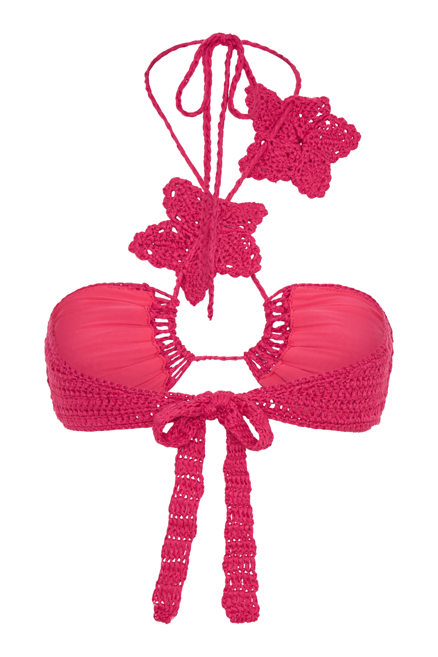 River Floral Crochet Bikini Top - Pink Cherry、mySite、solidvoid