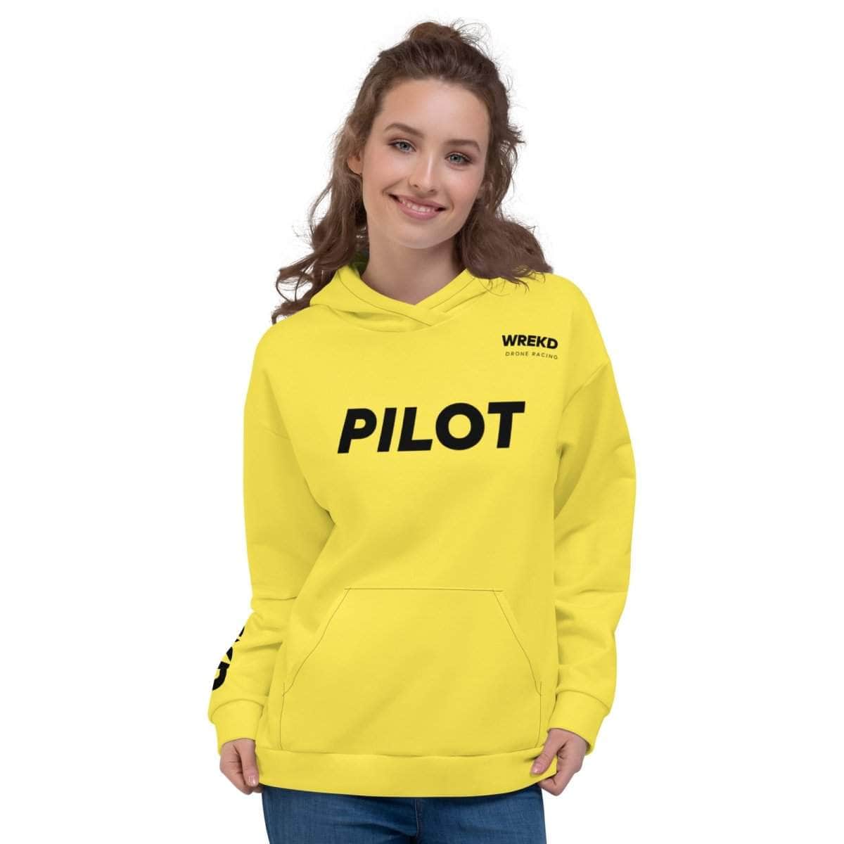  WREKD Drone Racing Unisex Hoodie - Yellow、mySite、merchandisen