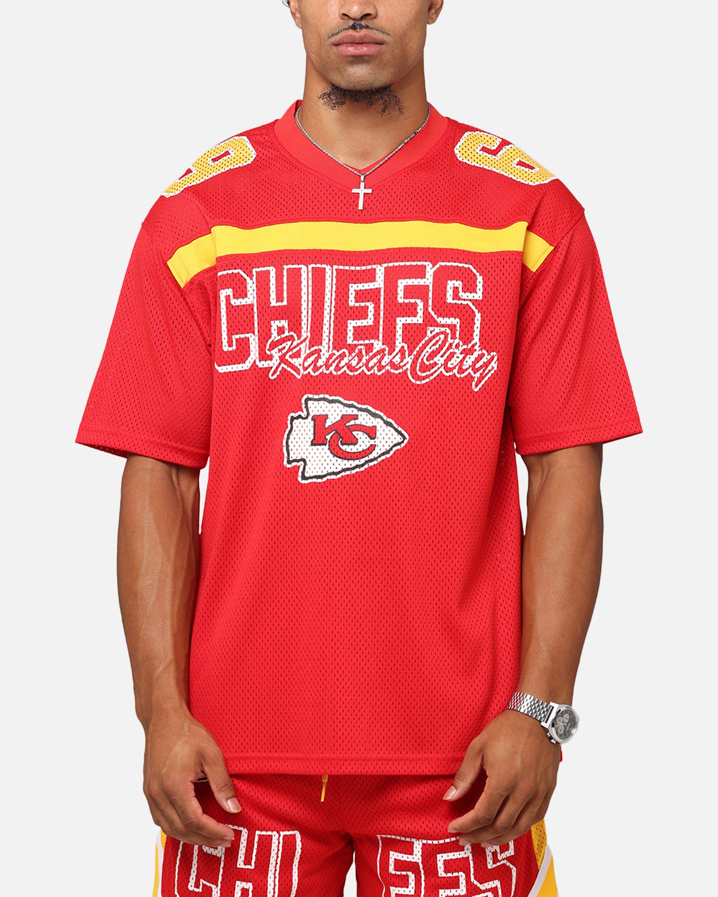 New Era Kansas City Chiefs NFL Mesh Graphic Jersey Front Door Red、mySite、zt4zffjzw