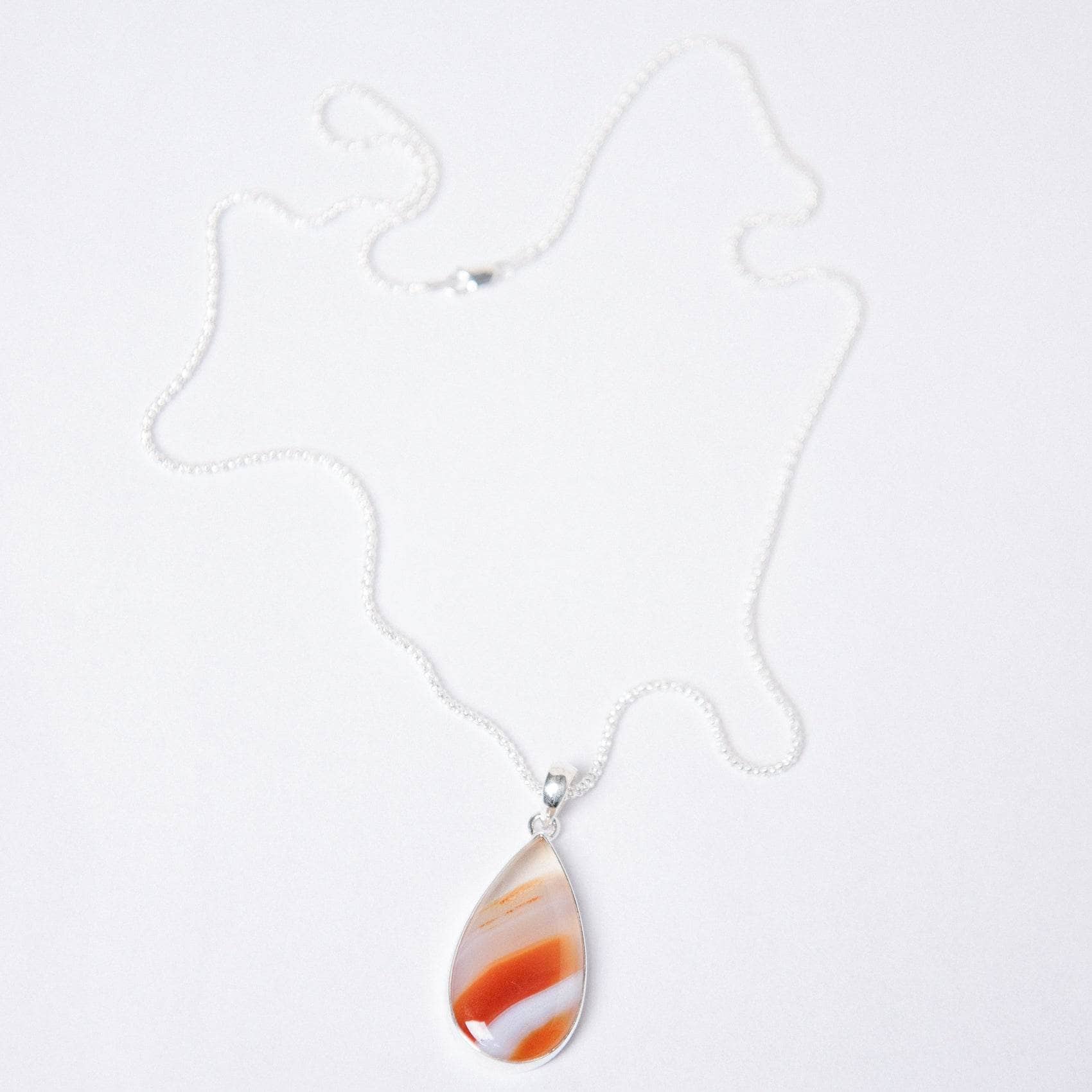 Carnelian Banded Agate Teardrop Pendant Necklace、mySite、hinf8tx79