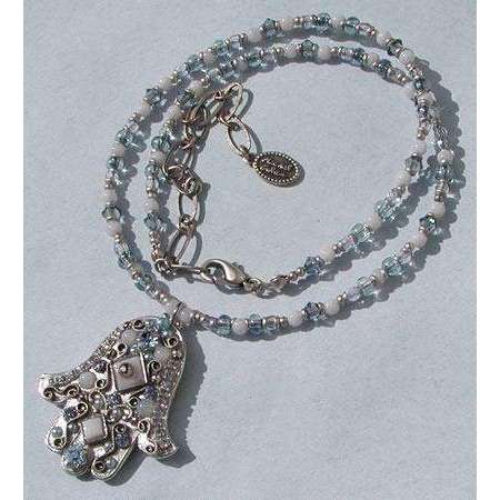 Michal Golan Blue Lace and Agate Hamsa Necklace、mySite、topwebapps