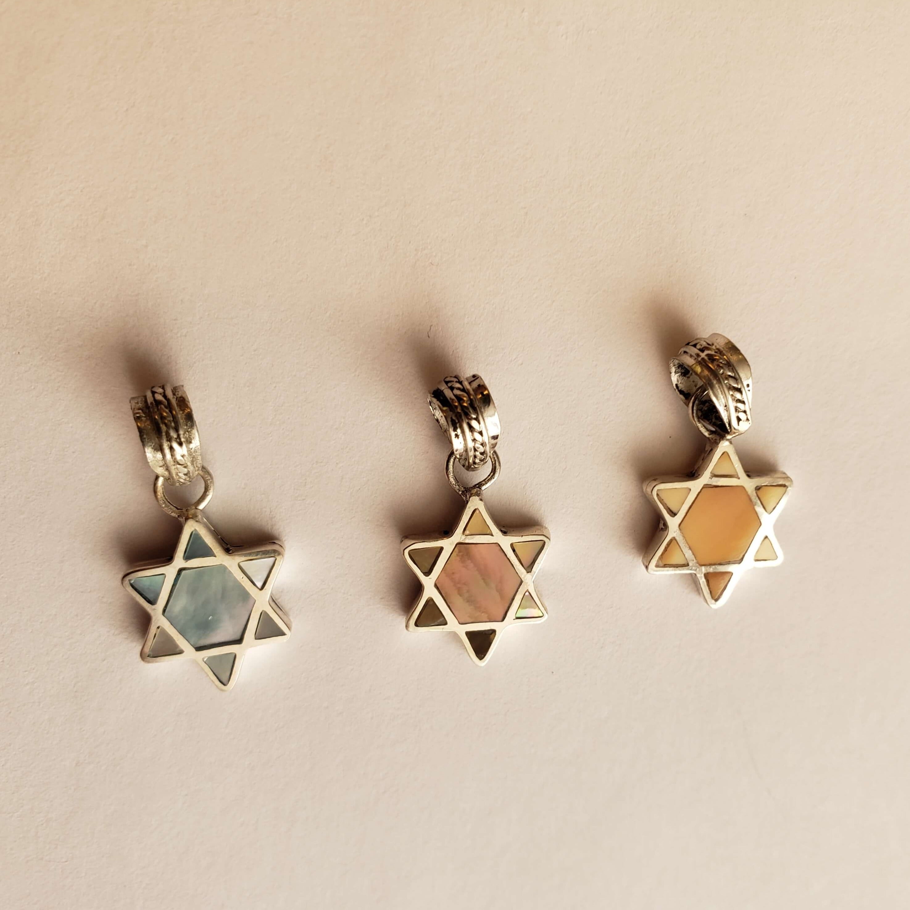 Sterling Silver and Shell Mini Star of David Necklace - Choice of Color、mySite、topwebapps