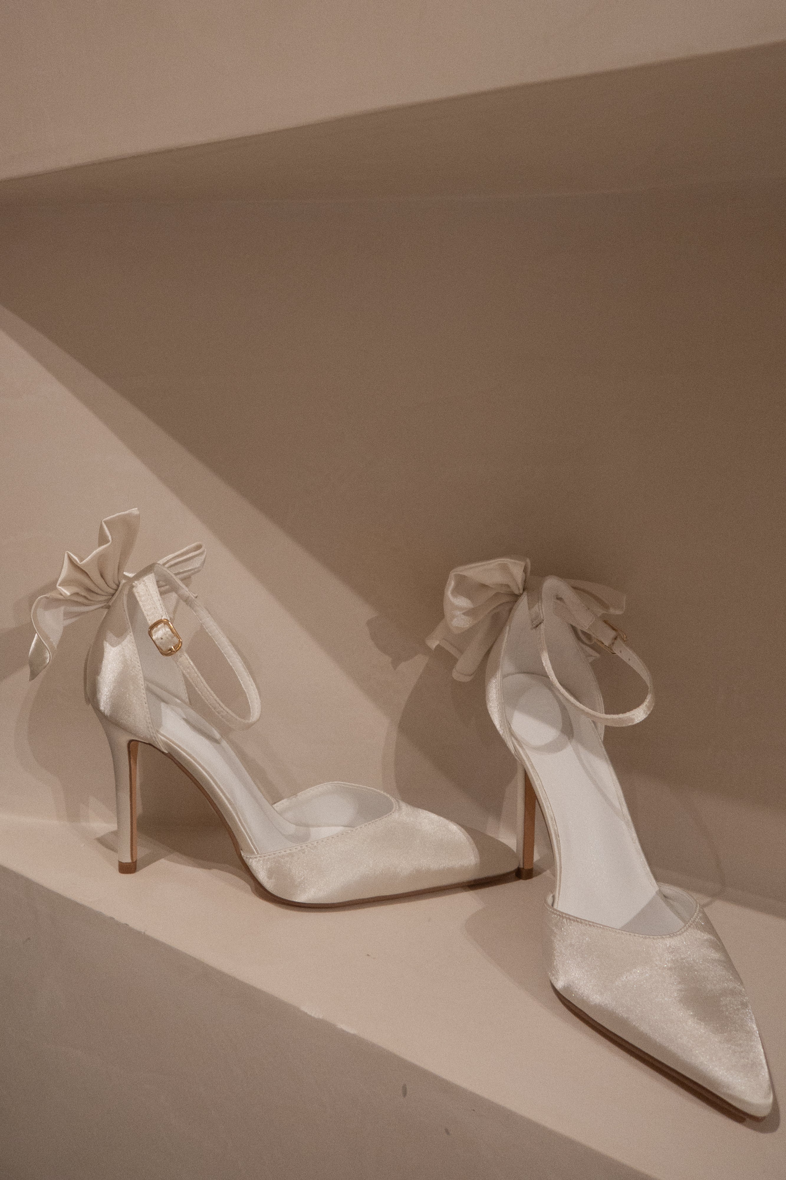Charmed Satin Bow Heel - White、mySite、solidvoid