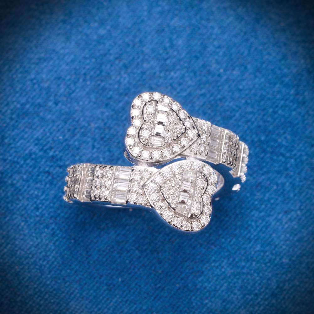 Moissanite Split Heart Ring 14K White Gold、mySite、hinf8tx79