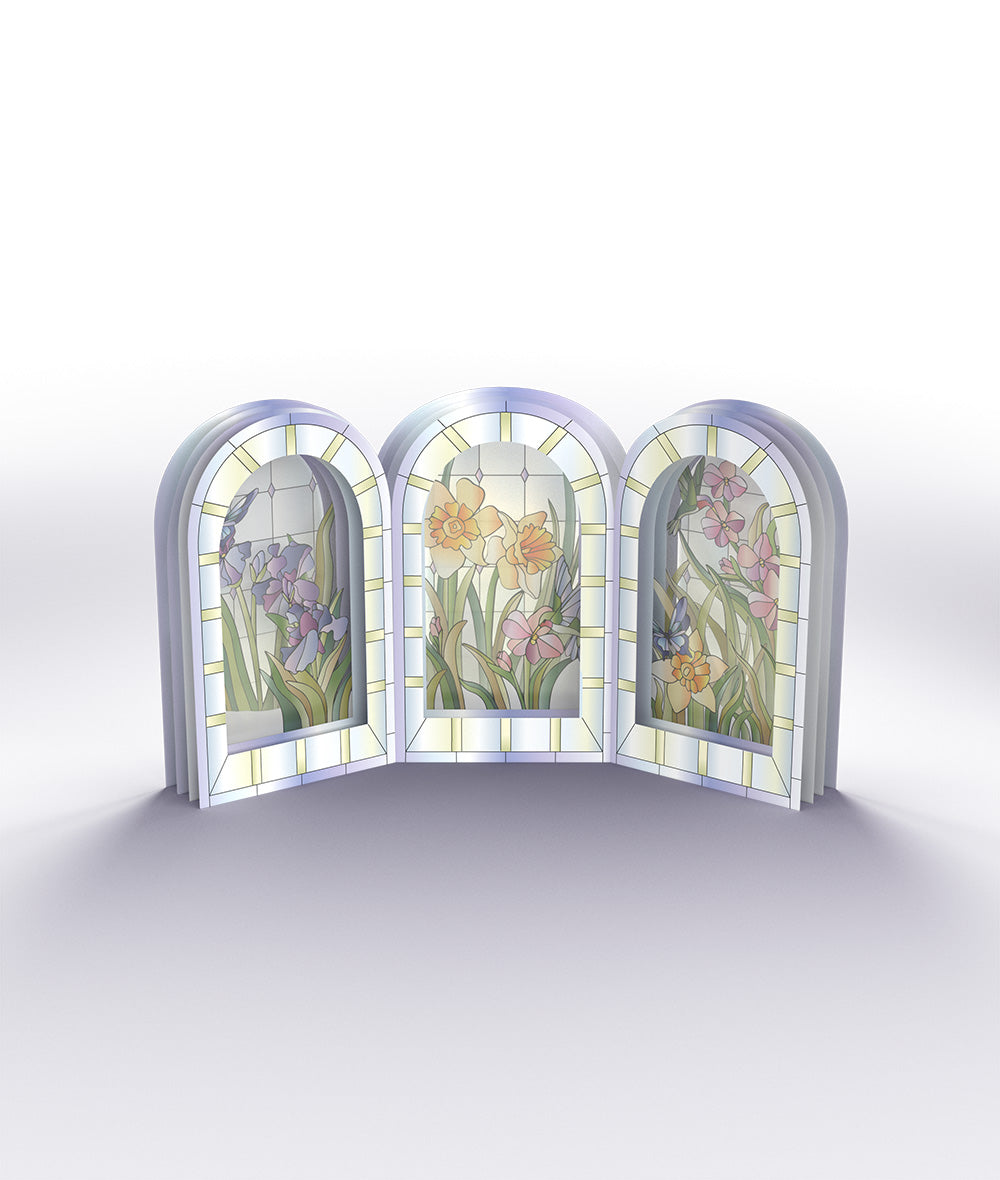 Stained Glass Floral Triptych Pop-Up Gift、mySite、solidvoid