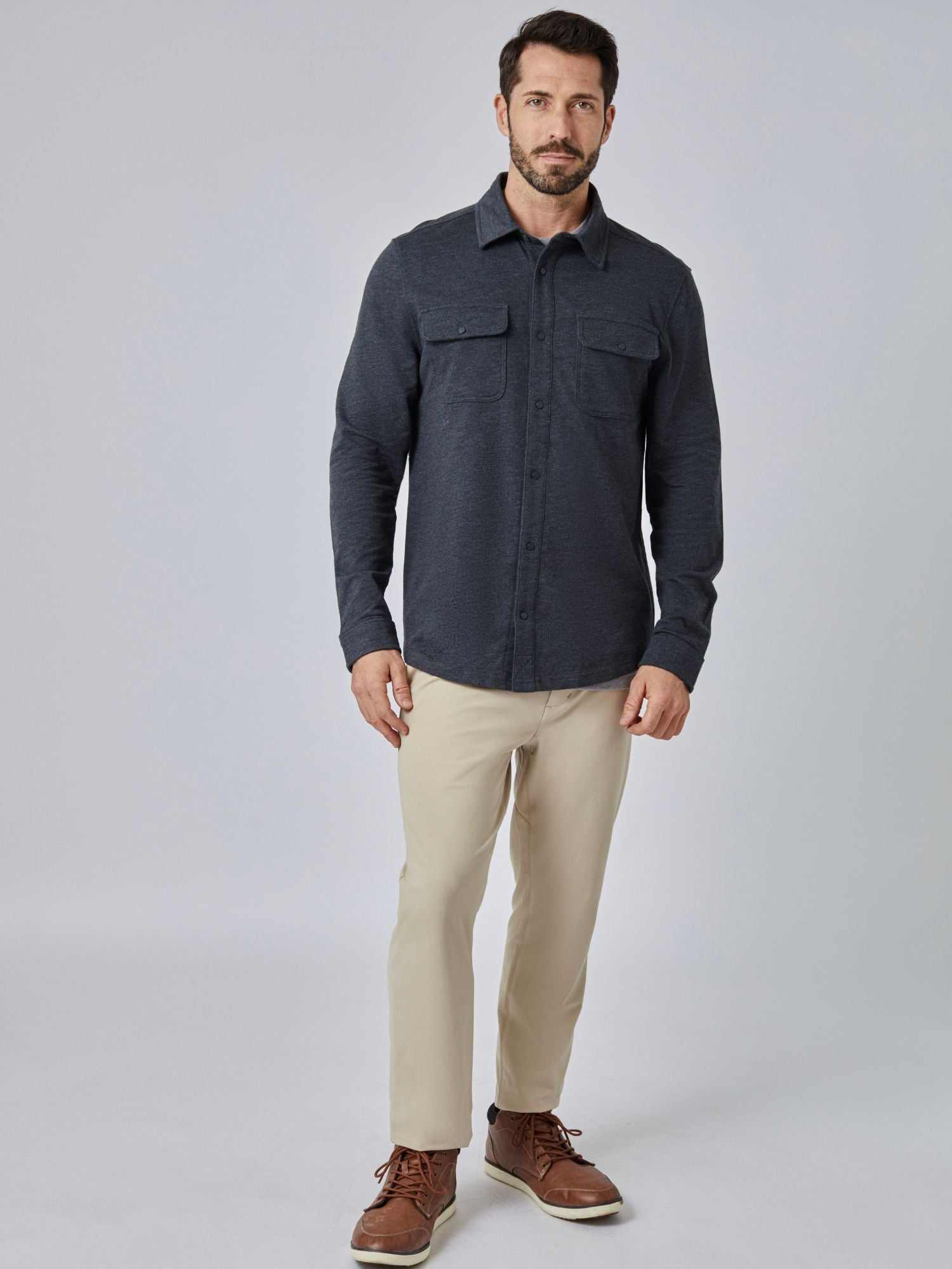  Charcoal Button Up Shacket、mySite、ghnorth