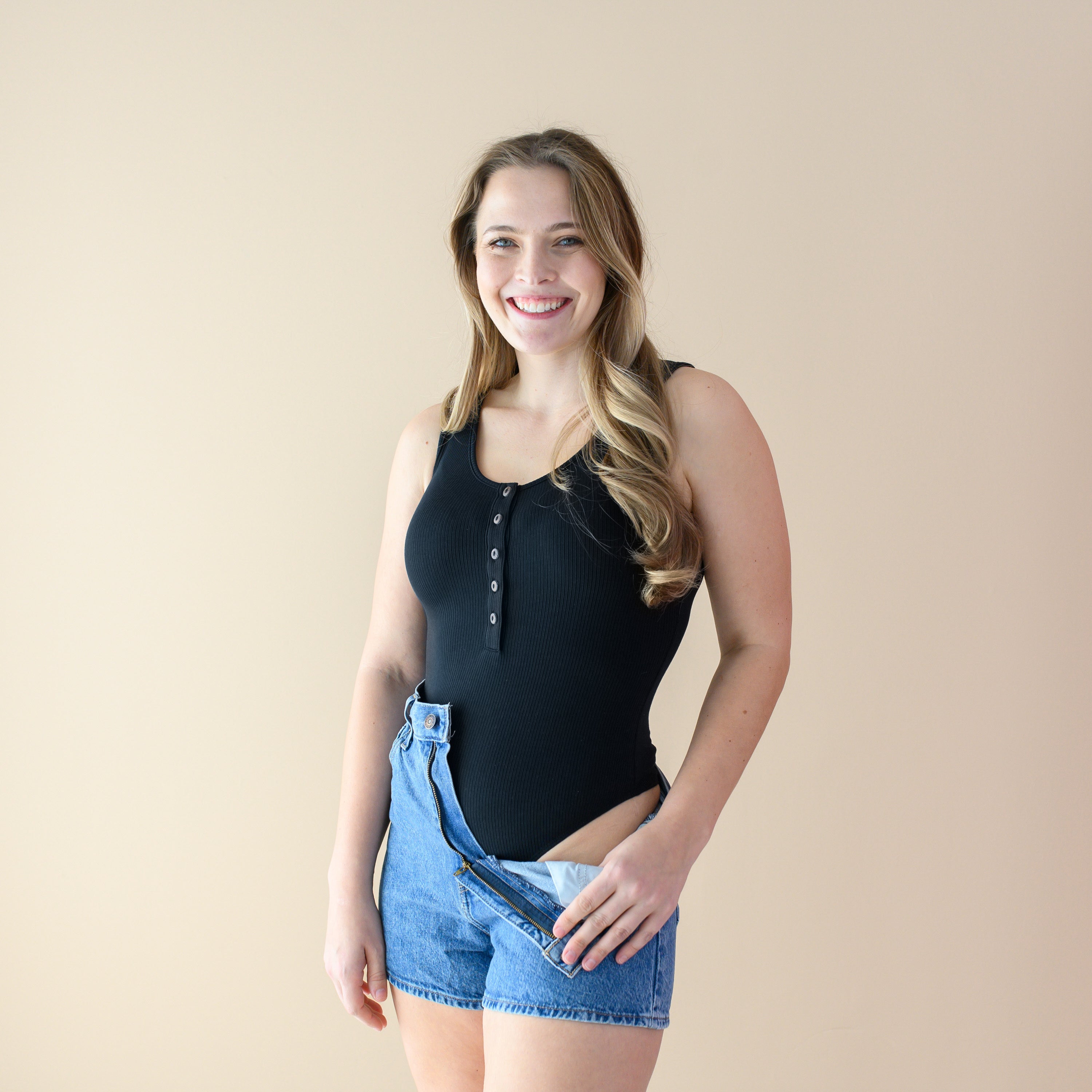  Women’s Ribbed Henley Bodysuit in Midnight、mySite、layawaytickets