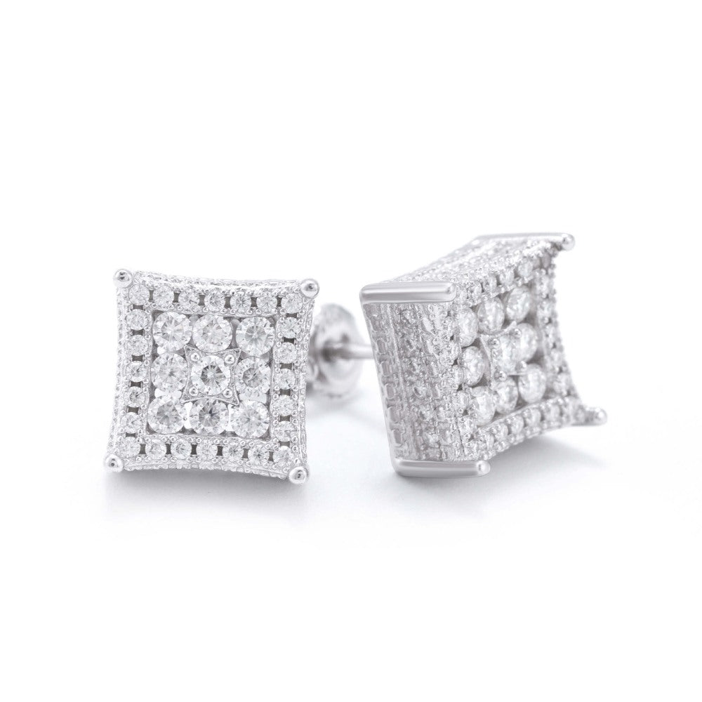 Side Halo Square Moissanite Earrings 14K Gold、mySite、hinf8tx79